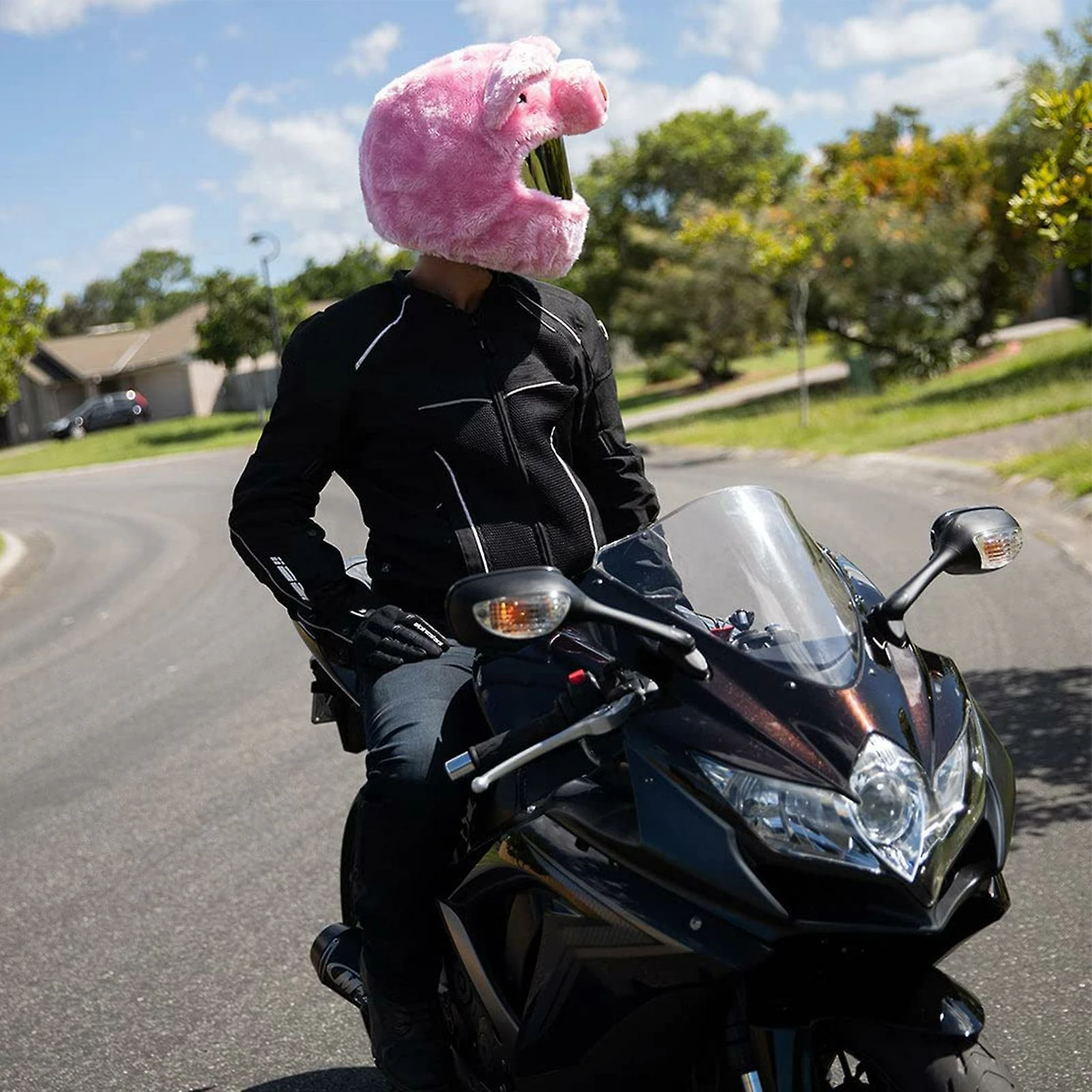 Favrison Pink Pig Tictoc Peluche Housse De Casque De Moto Pour Hommes Femmes 2 Favrison Pink Pig Tictoc Peluche Housse De Casque De Moto Pour Hommes Femmes – Image 2