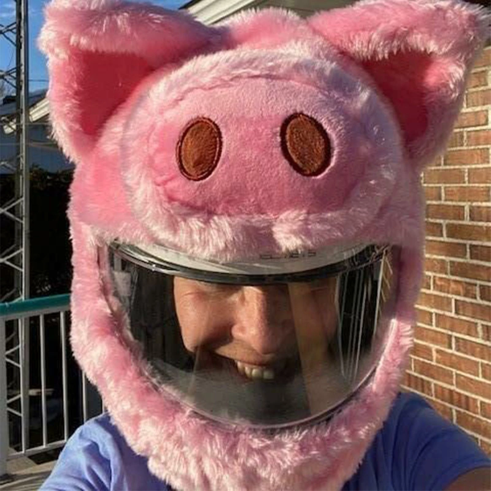 Favrison Pink Pig Tictoc Peluche Housse De Casque De Moto Pour Hommes Femmes 4 Favrison Pink Pig Tictoc Peluche Housse De Casque De Moto Pour Hommes Femmes – Image 4