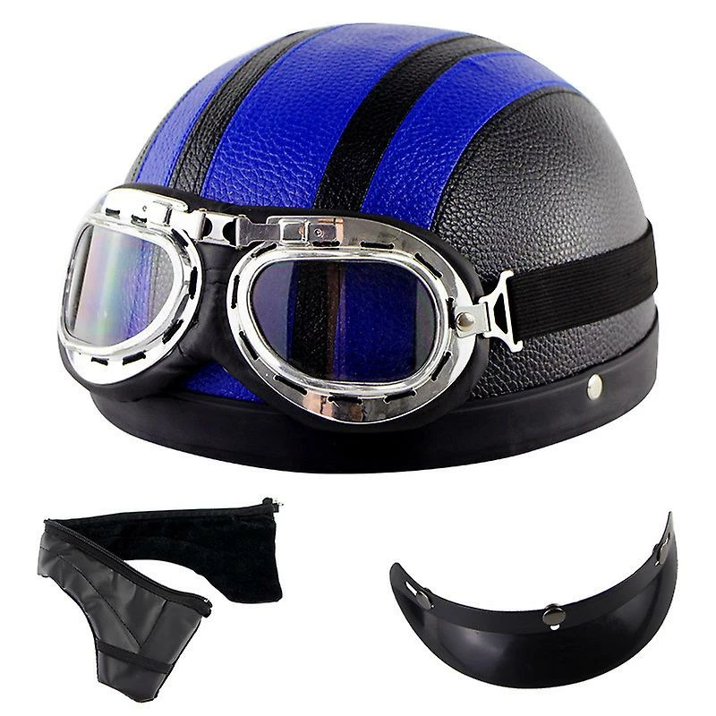 Harley Helmet Casque Harley Moto Demi-visage Casque En Cuir Avec Lunettes Anti-uv 54-60cm 1 Harley Helmet Casque Harley Moto Demi-visage Casque En Cuir Avec Lunettes Anti-uv 54-60cm