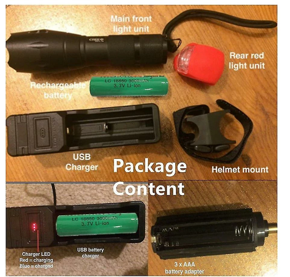 Vention Cree Xml-t6 MTB Lights Casque Mount Torch Light Head Lamp + 18650 Kit De Charge (noir) 4 Vention Cree Xml-t6 MTB Lights Casque Mount Torch Light Head Lamp + 18650 Kit De Charge (noir) – Image 4