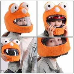 Scacv Couverture De Casque De Moto Innovante Cartoon Peluche Full Face Motorbike Helmet Protector Covers Funny Helmet Protective For Riding