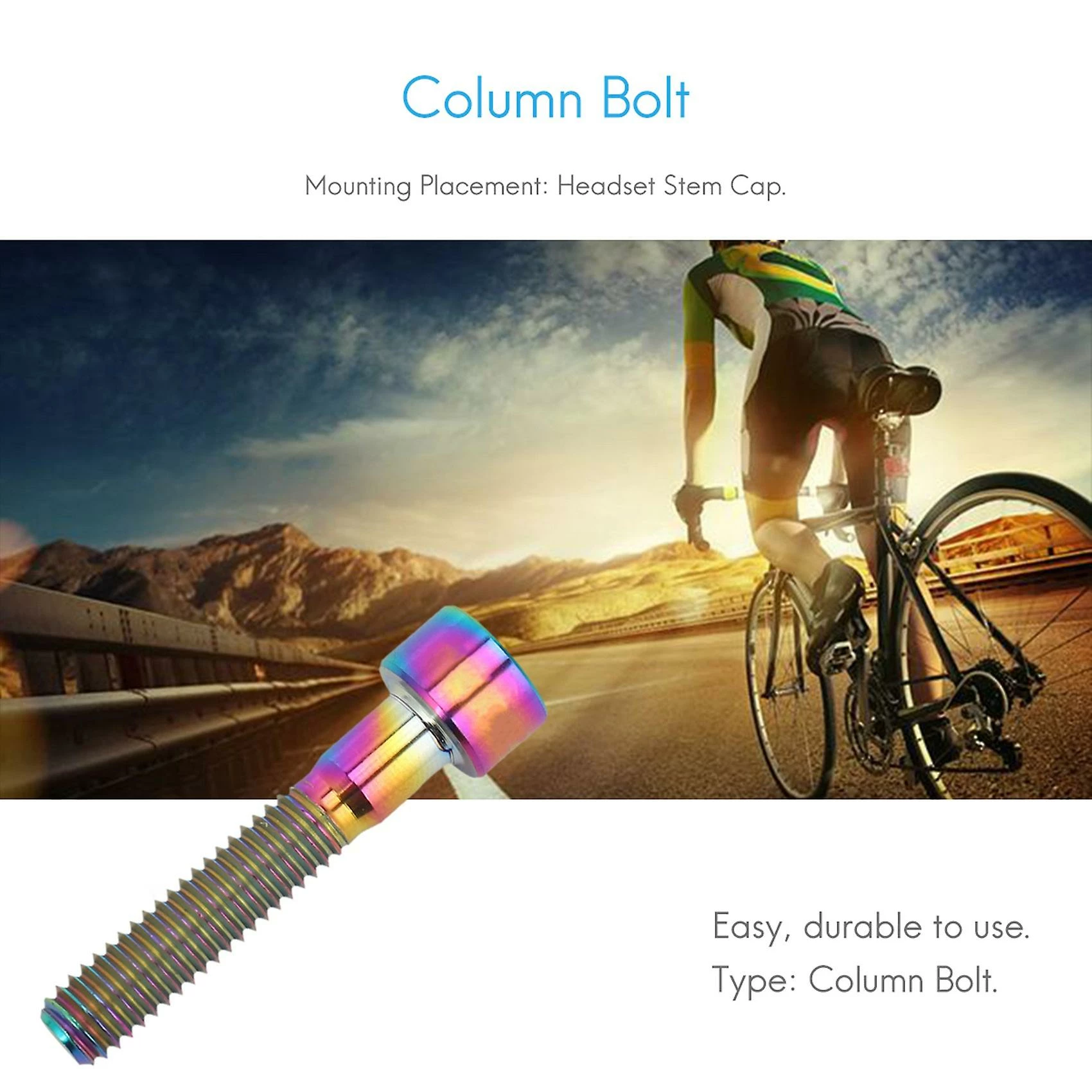Unbranded M6x30mm Titane Pour Bicycle Colonne Casque Tige Cap Bolt Bike Screw Arc-en-ciel 5 Unbranded M6x30mm Titane Pour Bicycle Colonne Casque Tige Cap Bolt Bike Screw Arc-en-ciel – Image 5