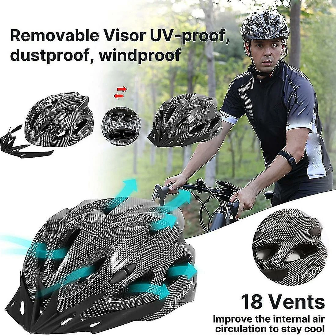 Nw 1776 Casque De Vélo Compatible Withlivlov V1 Pour Adultes Avec Visière Amovible, Noir 2 Nw 1776 Casque De Vélo Compatible Withlivlov V1 Pour Adultes Avec Visière Amovible, Noir – Image 2