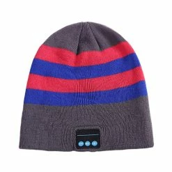 Unbranded Casquette De Casque Compatible Bluetooth Tricotée D’hiver Chaude Et Rayée Assortie Aux Couleurs