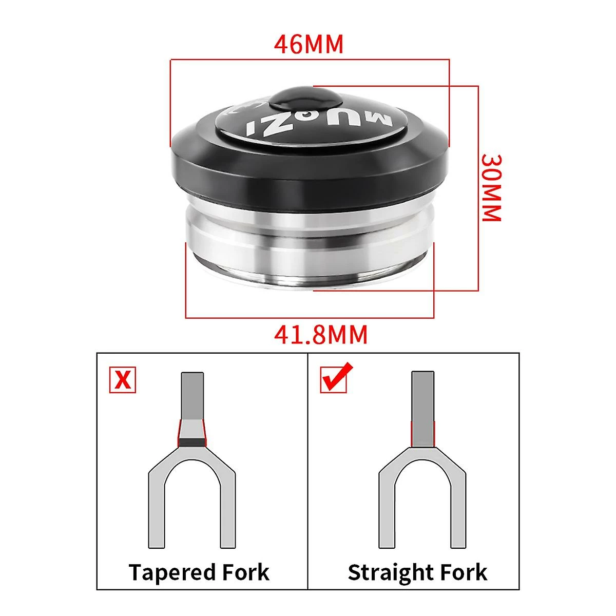 Unbranded Casque De Vélo De Route 42mm Double Bearing Casque Semi-intégré Pour 1 1/8 Sans Fil 28.6mm Droit 4 Unbranded Casque De Vélo De Route 42mm Double Bearing Casque Semi-intégré Pour 1 1/8 Sans Fil 28.6mm Droit – Image 4