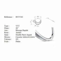Roue Vélo - Roue Arrière Vélo - 8/9 Vitesses - 26 Pouces - Axe à Blocage Rapide - Double Paroi - Couleur Argent - Avis / Test
