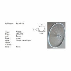 Roue Vélo - Roue Avant Vélo - Diamètre 650 (Etrto : 37X584) - Argenté - Avis / Test