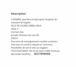 Vélo De Course Orbea - 52 7 Vélo De Course Orbea - 52 -Vélos de route électriques soldes magasin velo route orbea 3